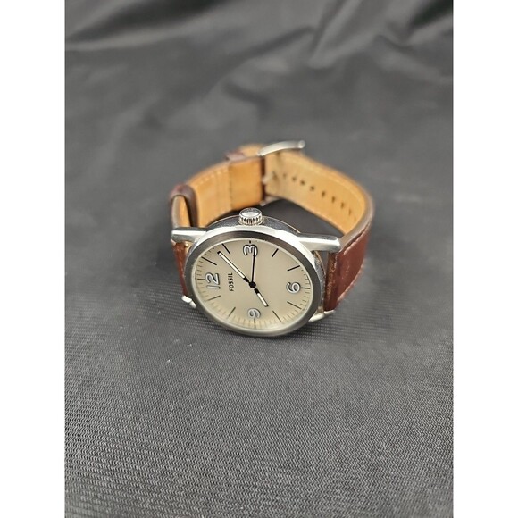 Fossil Men's Ledger Three-Hand Watch Brown Leather BQ2303 Needs New Battery - Picture 1 of 5